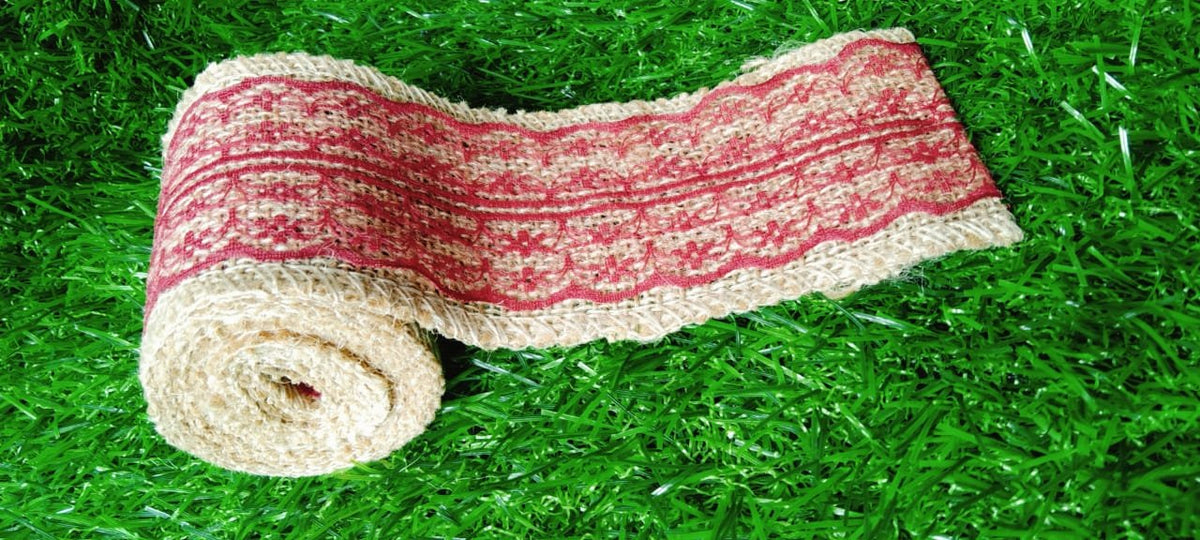 Jute and Net Lace- 1 roll- 3 mtr- Maroon