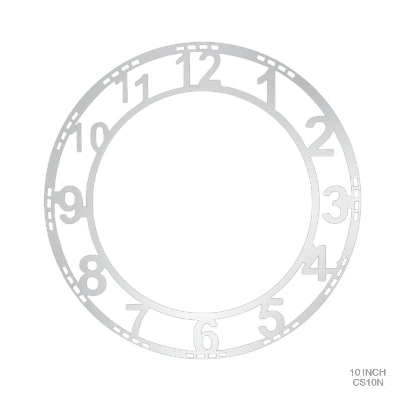 ACRYLIC CLOCK SILVER 10 INCH ROMAN (CS10N)