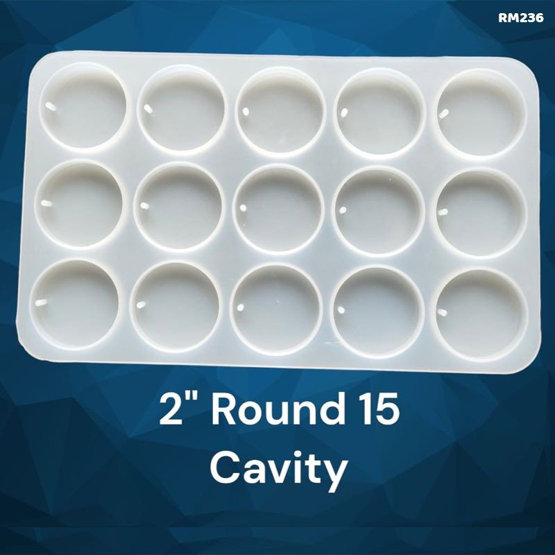 15 Cavity Keychain Plain Round Silicone Mould 2inch 50mm (RM236)