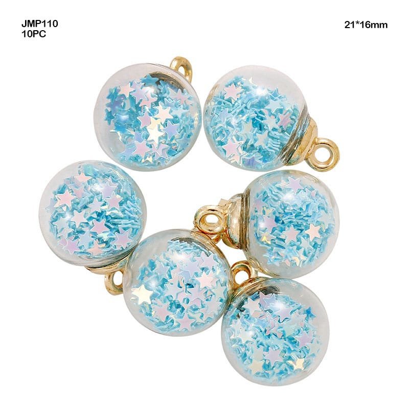 Glass Ball Pendants Blue (JMP110) - 10pc