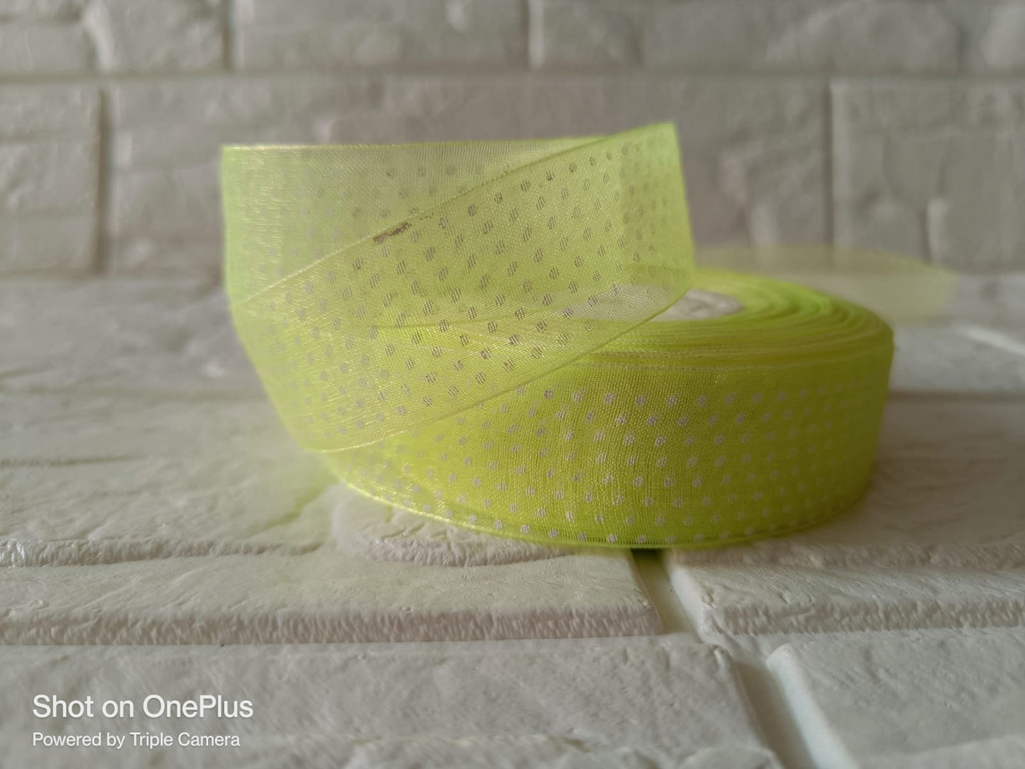 Organza Polka Dot Ribbon 1 inch – Parrot Green