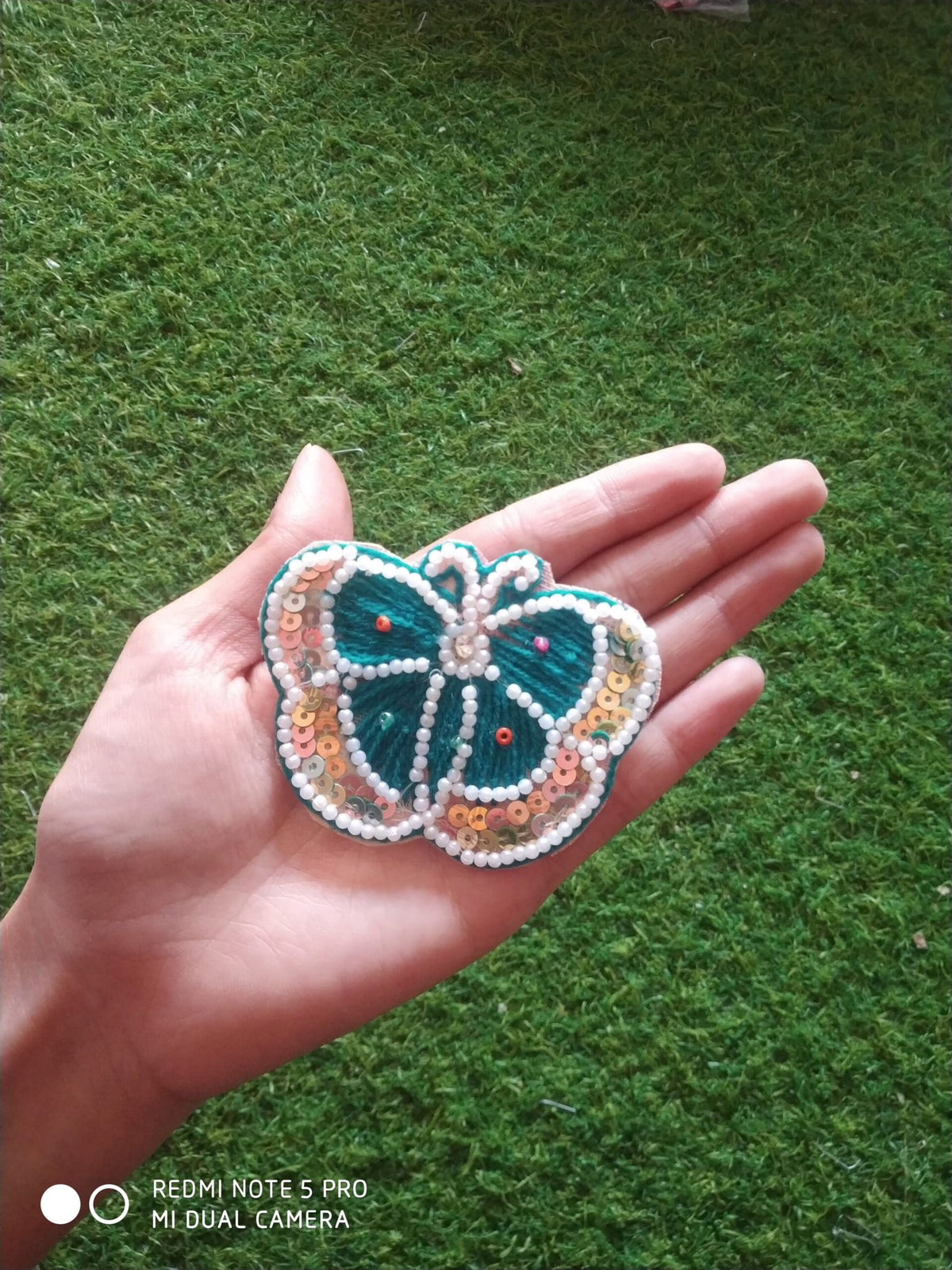 Sea Green Butterfly Buti Patches - 5pc