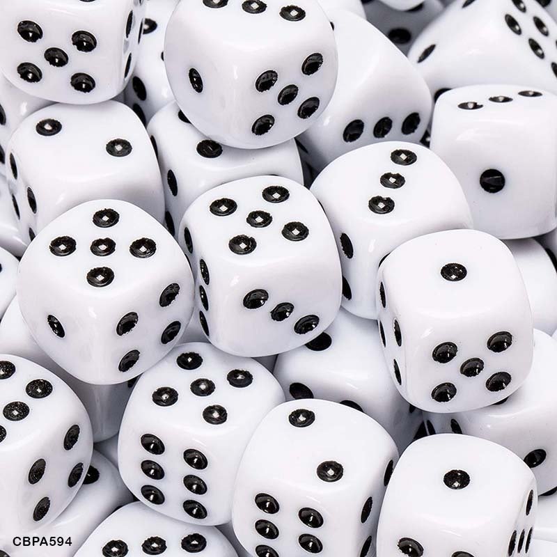 White Dice Craft Beads - 25gm