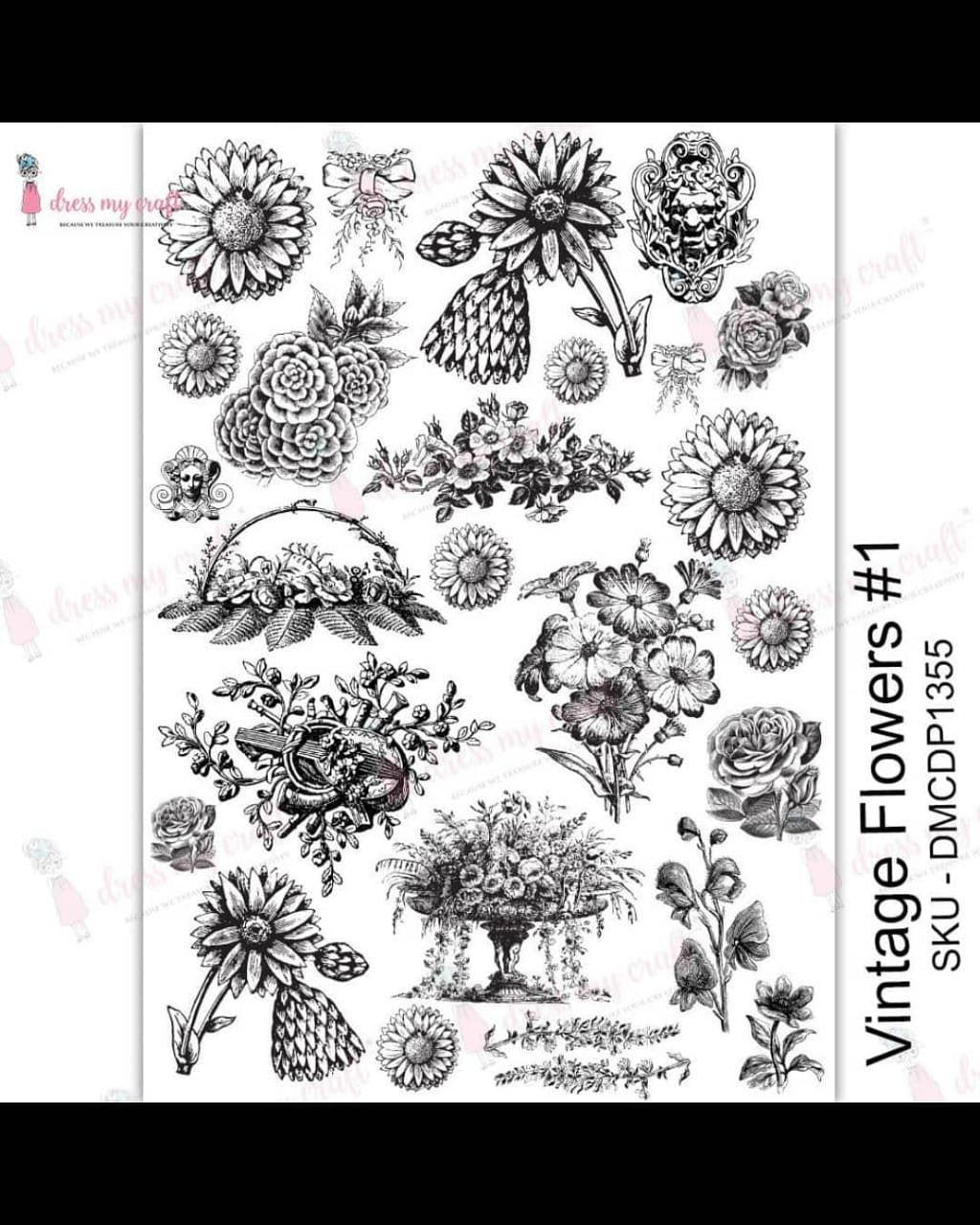 Vintage Flowers #1 - Transfer (DMCDP1355)