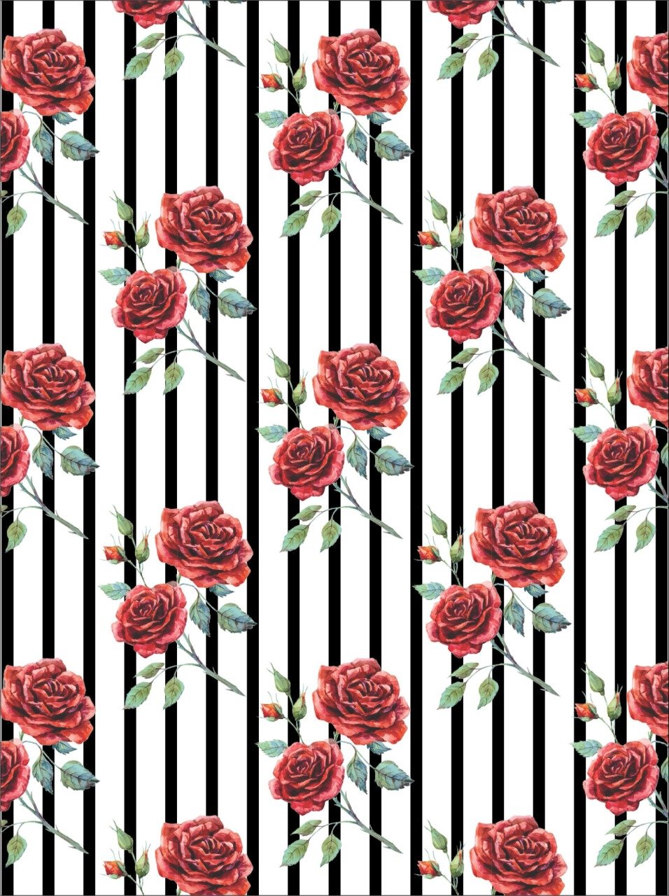 Lining Red Flower-A4 Designer Sheet