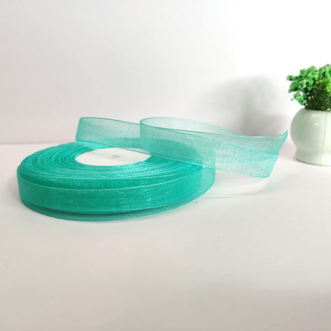 Sea Green Organza Ribbon – 1/2 inch