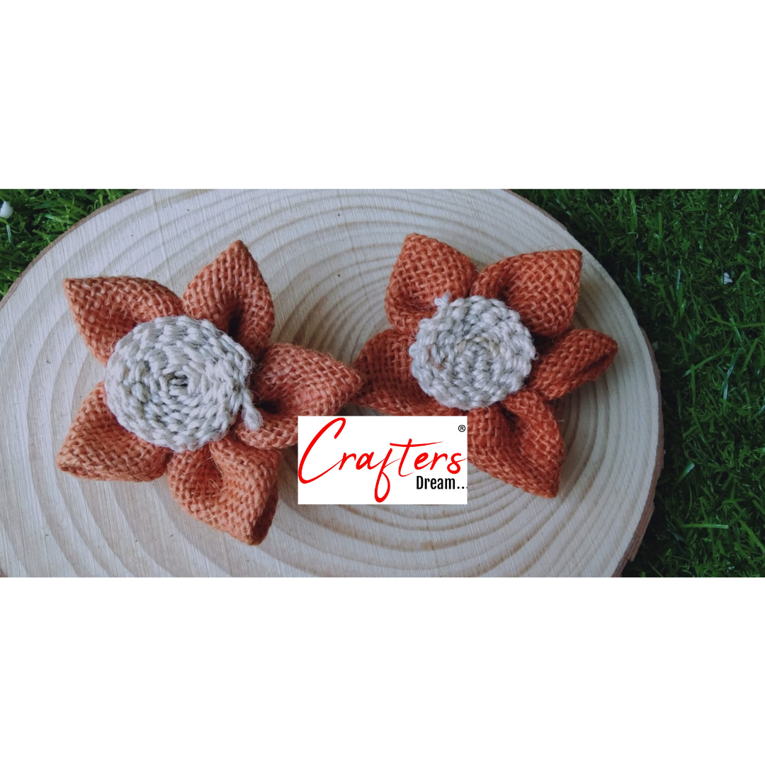 Jute Flowers- 2 Pieces shade -Dark Orange