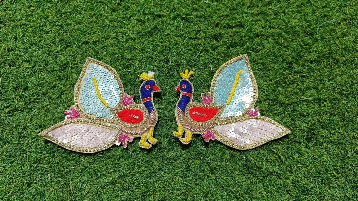 Beautiful Pair of Peacock Buti Patches - 2pc