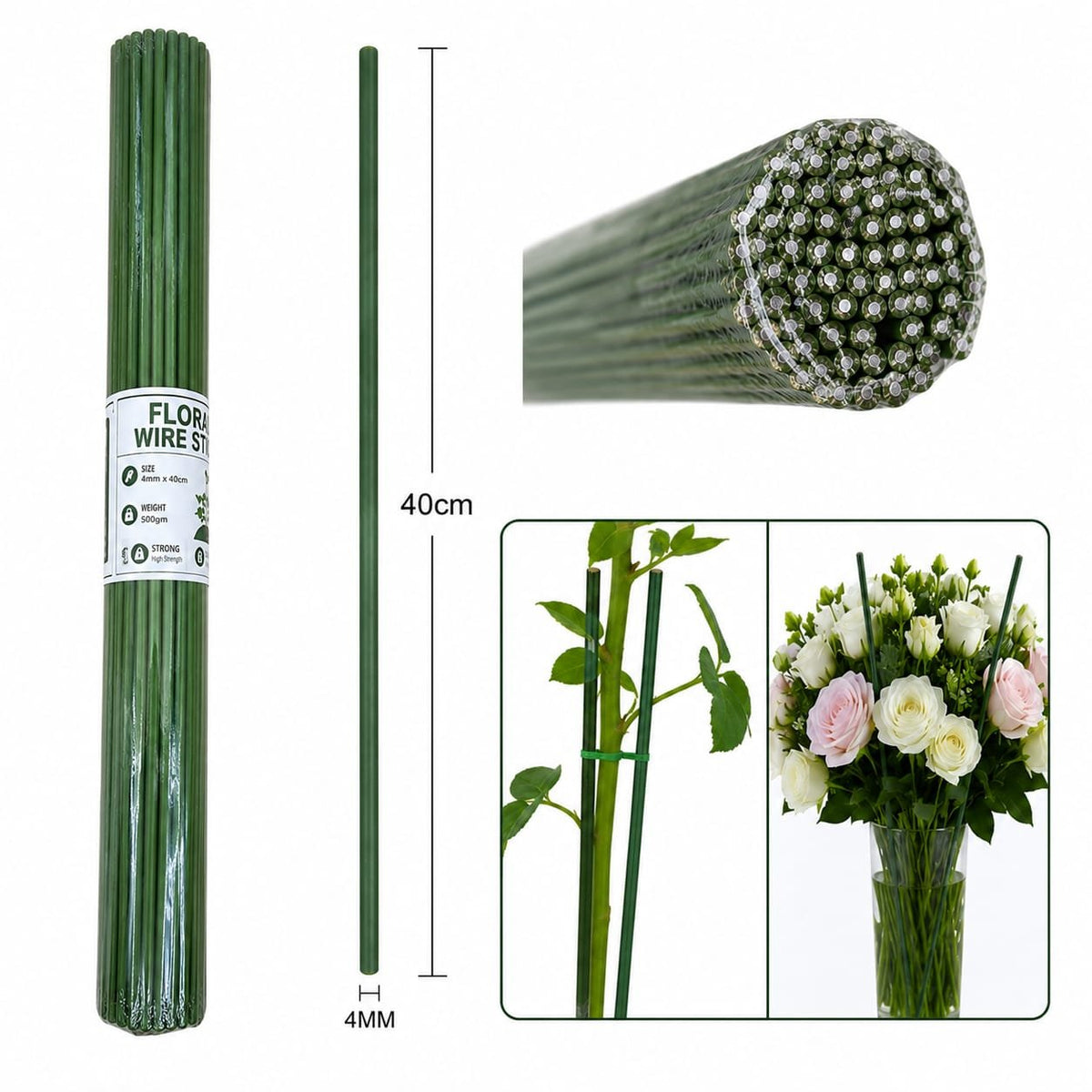 Green Floral Stem Wire 500gm (4mm*40cm)