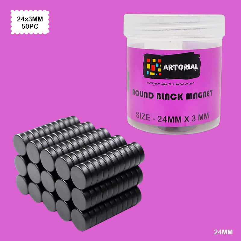 Round Black Magnet (24mm*3mm) – 50pc