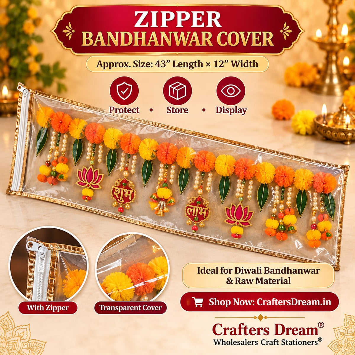 Bandhanwar Zipper Cover - 1pc