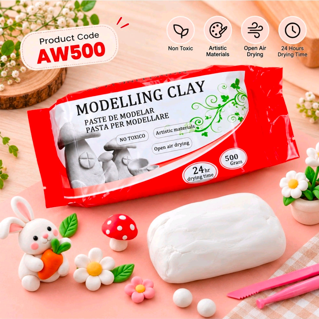 Air Dry Modelling Clay White (AW500) - 500gm