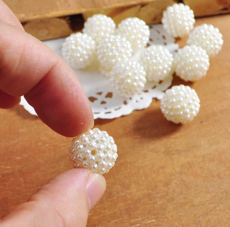 Moti /Pearls /Beads – White (100gm) – 14mm