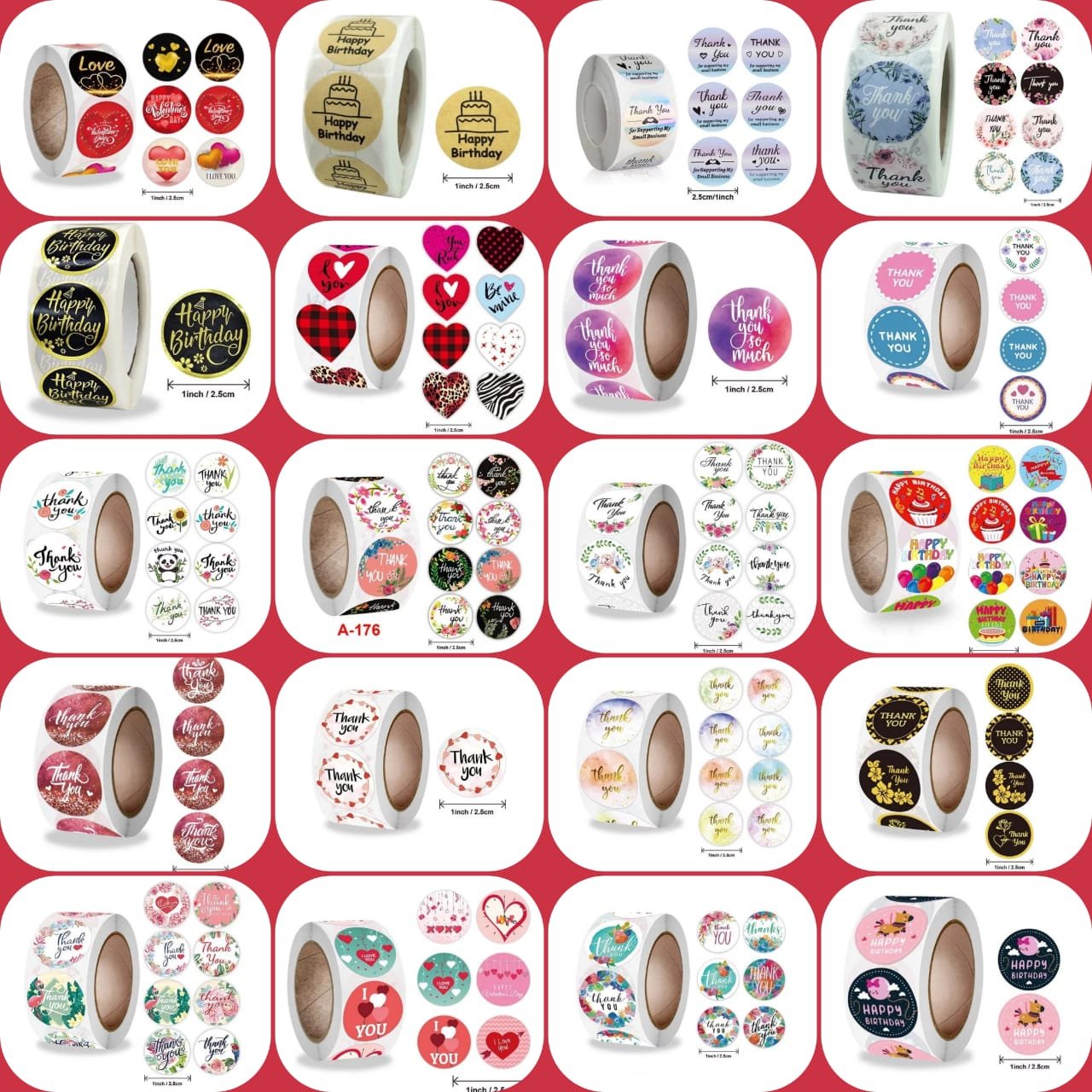 Thank You Sticker Roll - 15 Roll Combo (Free Shipping)