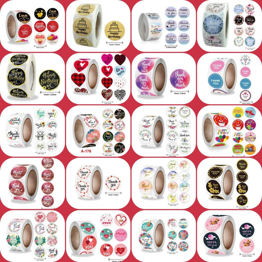 Thank You Sticker Roll - 15 Roll Combo (Free Shipping)