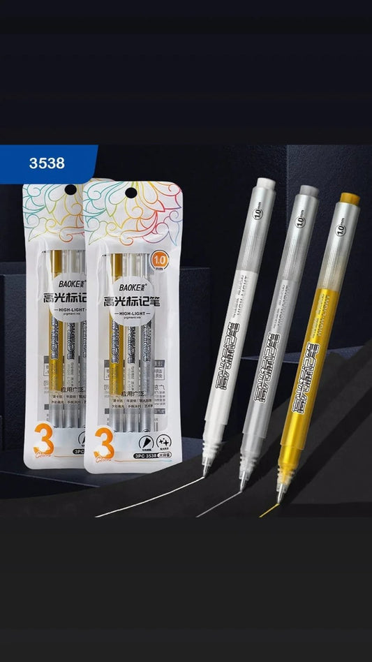 Metalic Highlight Pen 3 color (3538) - 3pc
