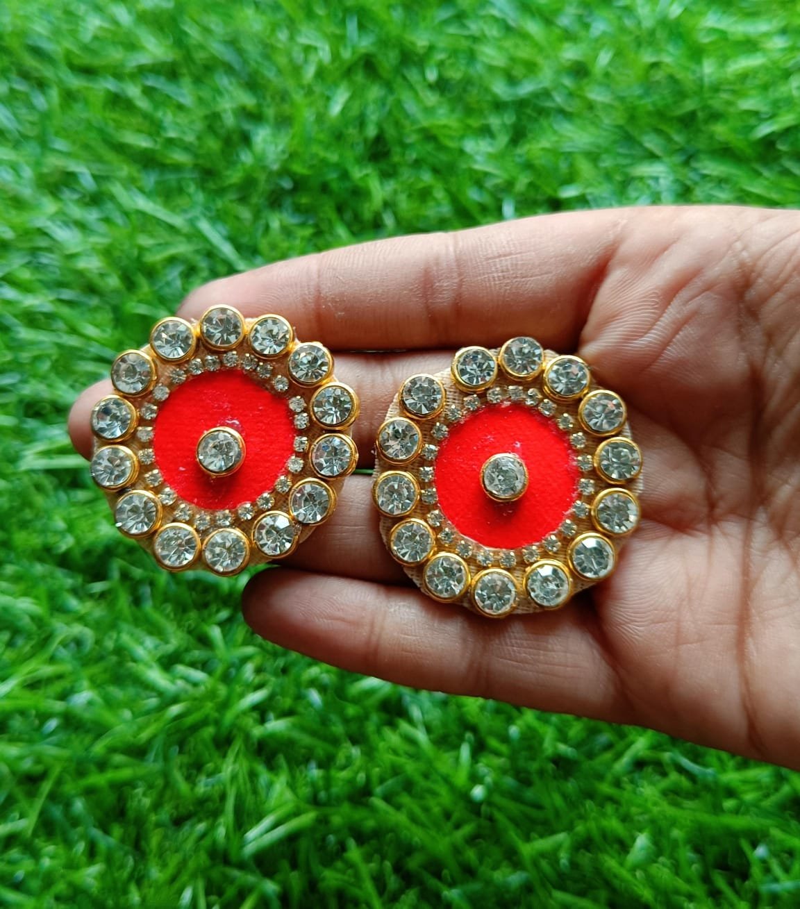 Red Moti Buti Patches (4cm) - 10pc