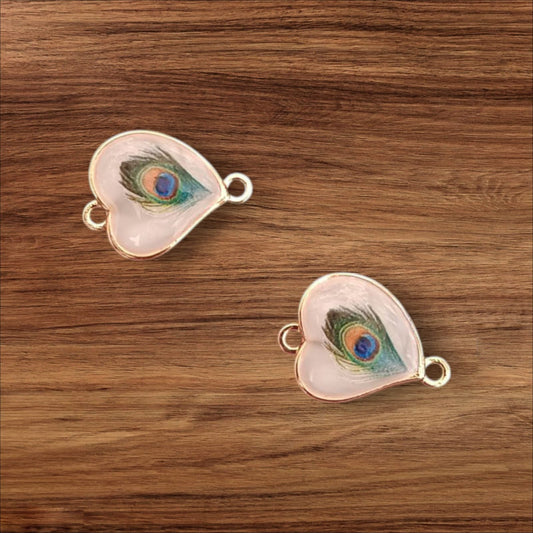 Heart Shape Mor Pankh Rakhi Charms - 1pc