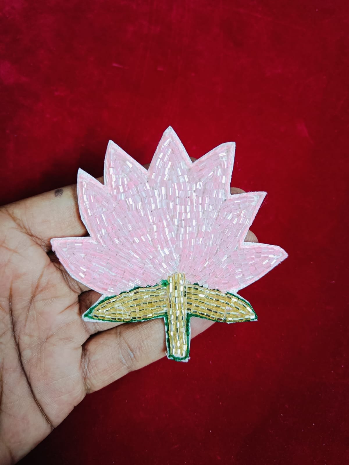 Light Pink Lotus Flower Buti Patches - 10pc