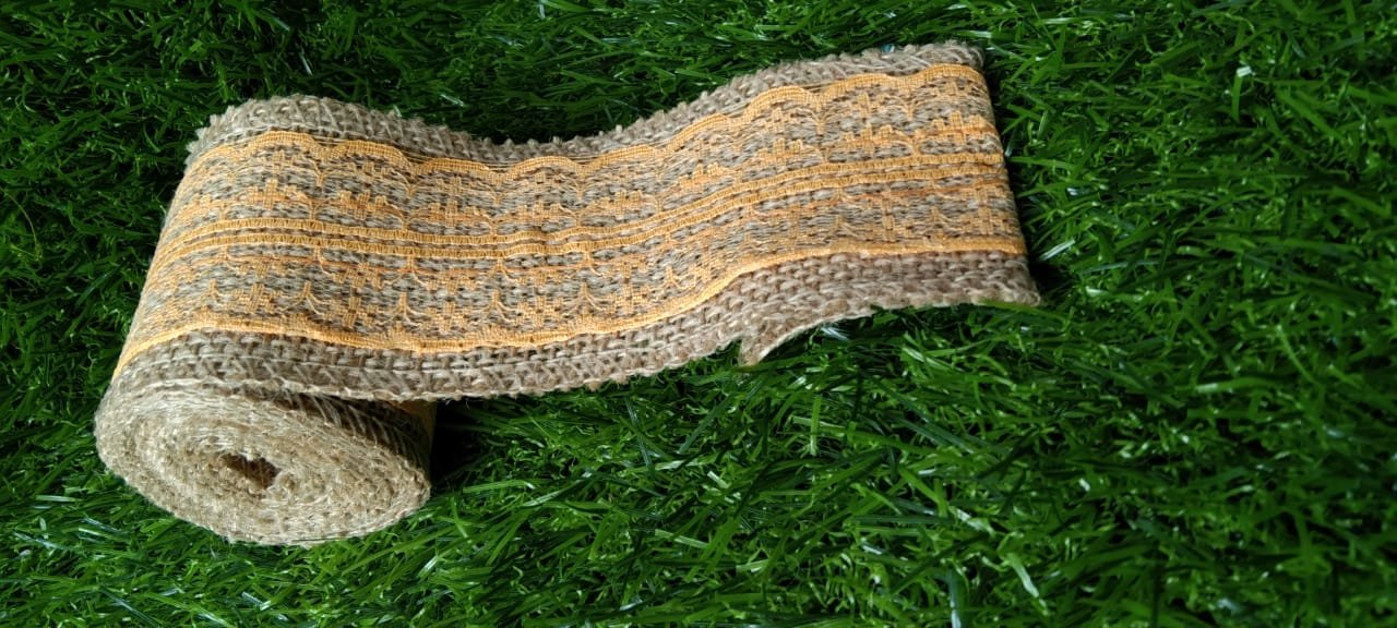 Jute and Net Lace- 1 roll- 3 mtr - Orange