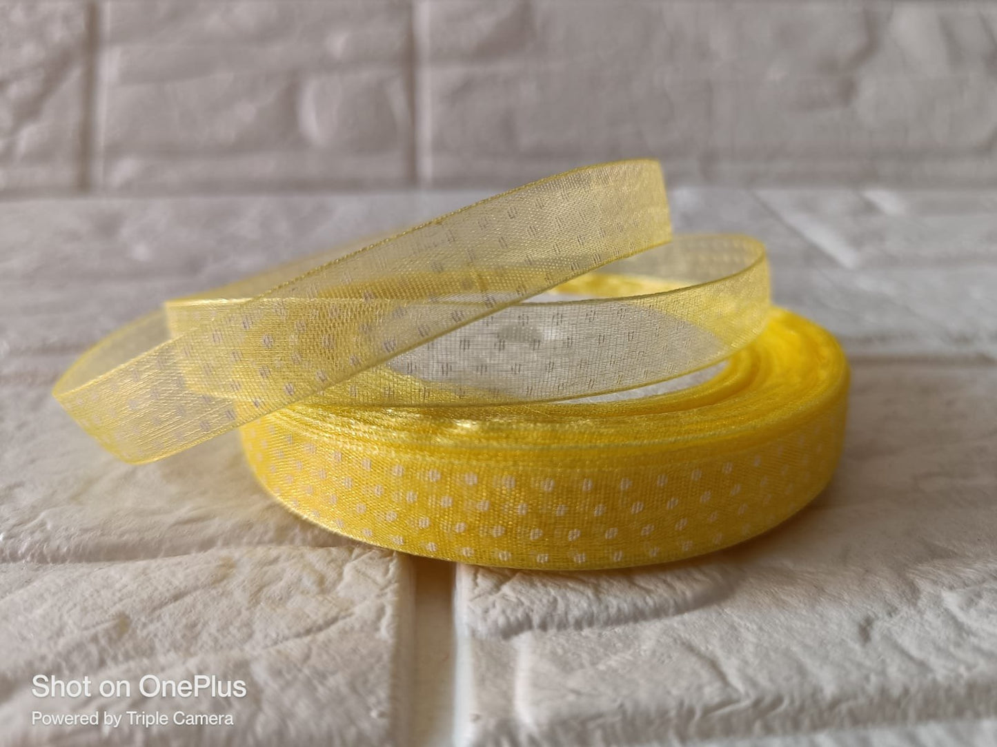 Organza  Polka Dot Ribbon 1/2 inch – Light Yellow