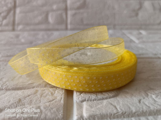 Organza  Polka Dot Ribbon 1/2 inch – Light Yellow