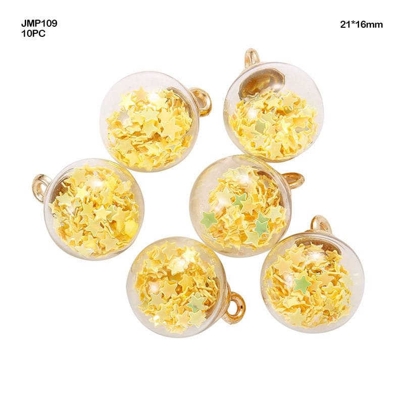 Glass Ball Pendants Yellow (JMP109) - 10pc