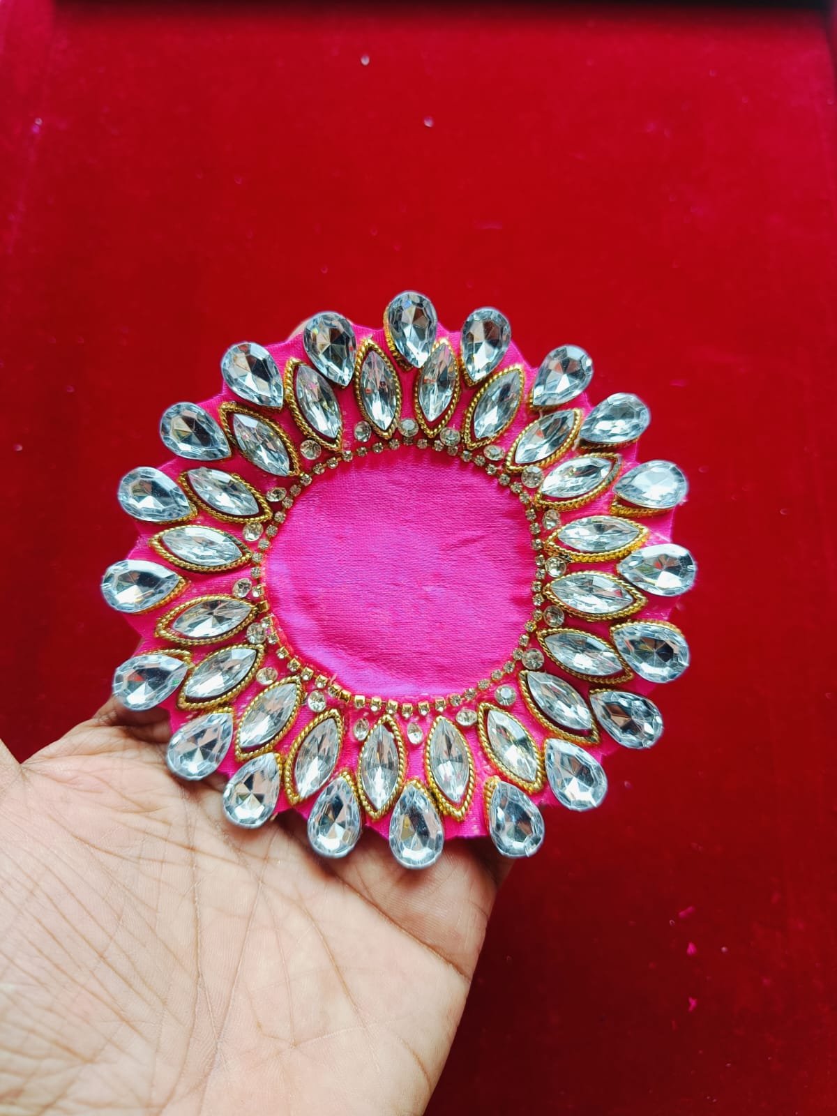 Pink Round stone Buti Patches - 10pc