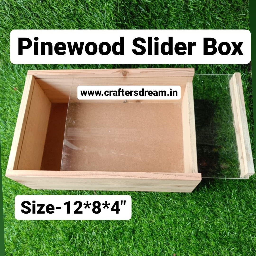 Pinewood Slider Box - 12*8 Inch