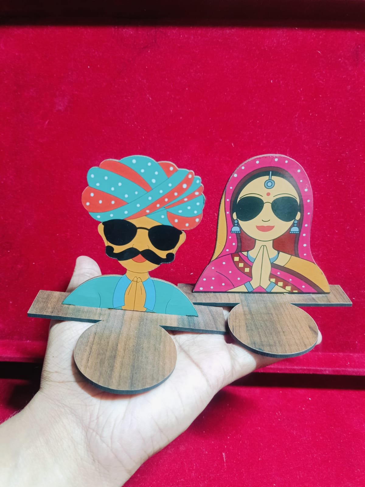 MDF Raja Rani T Light Holder Stand (4inch) - 1set