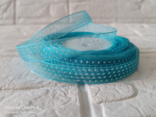 Organza  Polka Dot Ribbon 1/2 inch – Sky Blue