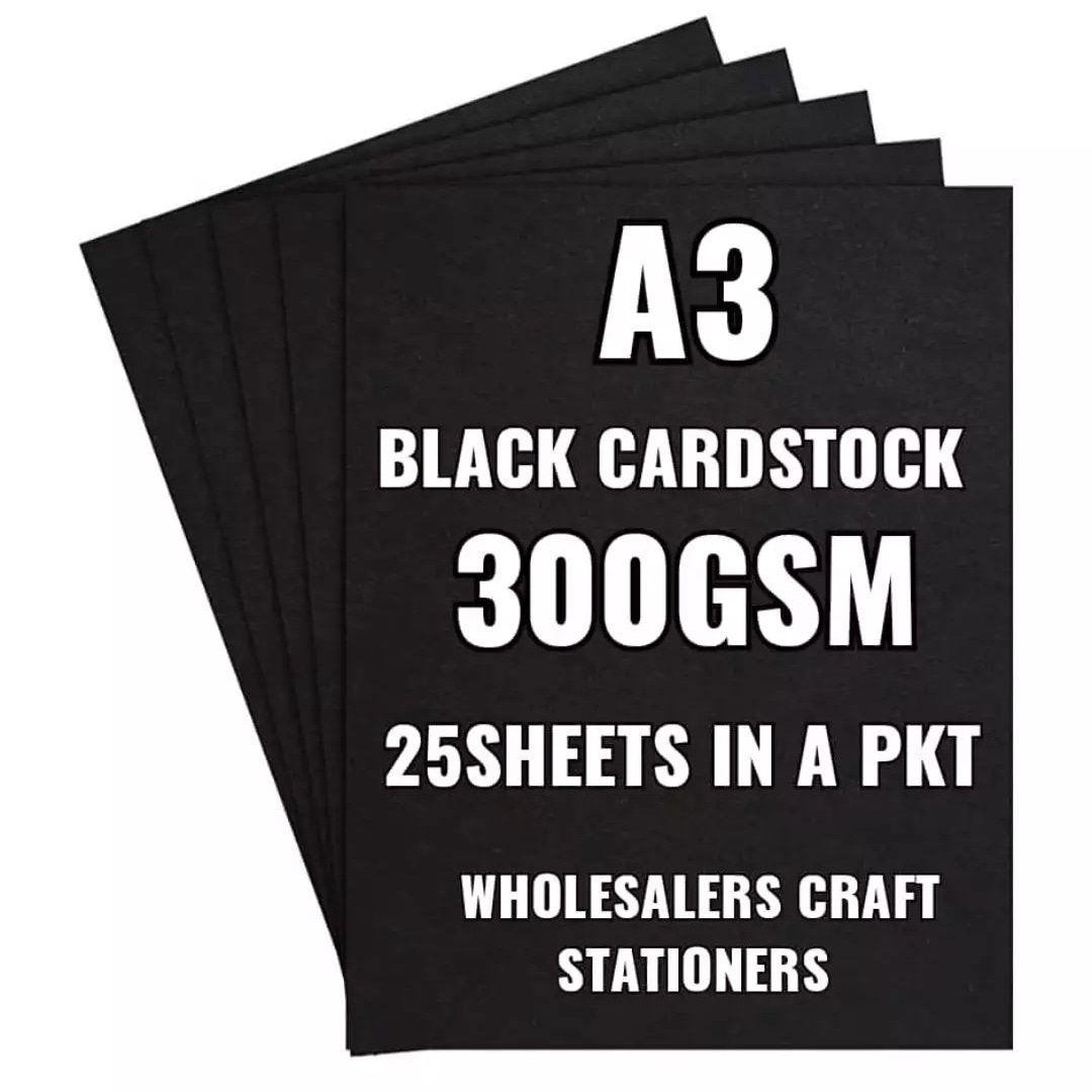 A3 Black Cardstock 300gsm – 25 Sheets
