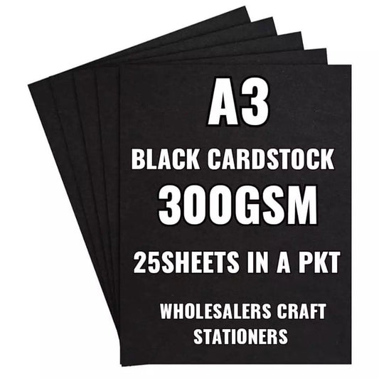 A3 Black Cardstock 300gsm – 25 Sheets