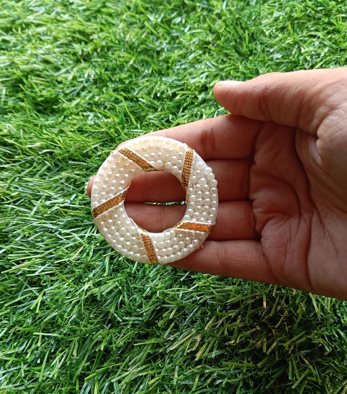 Cream Pearl Beads Ring (2inch) - 10pc