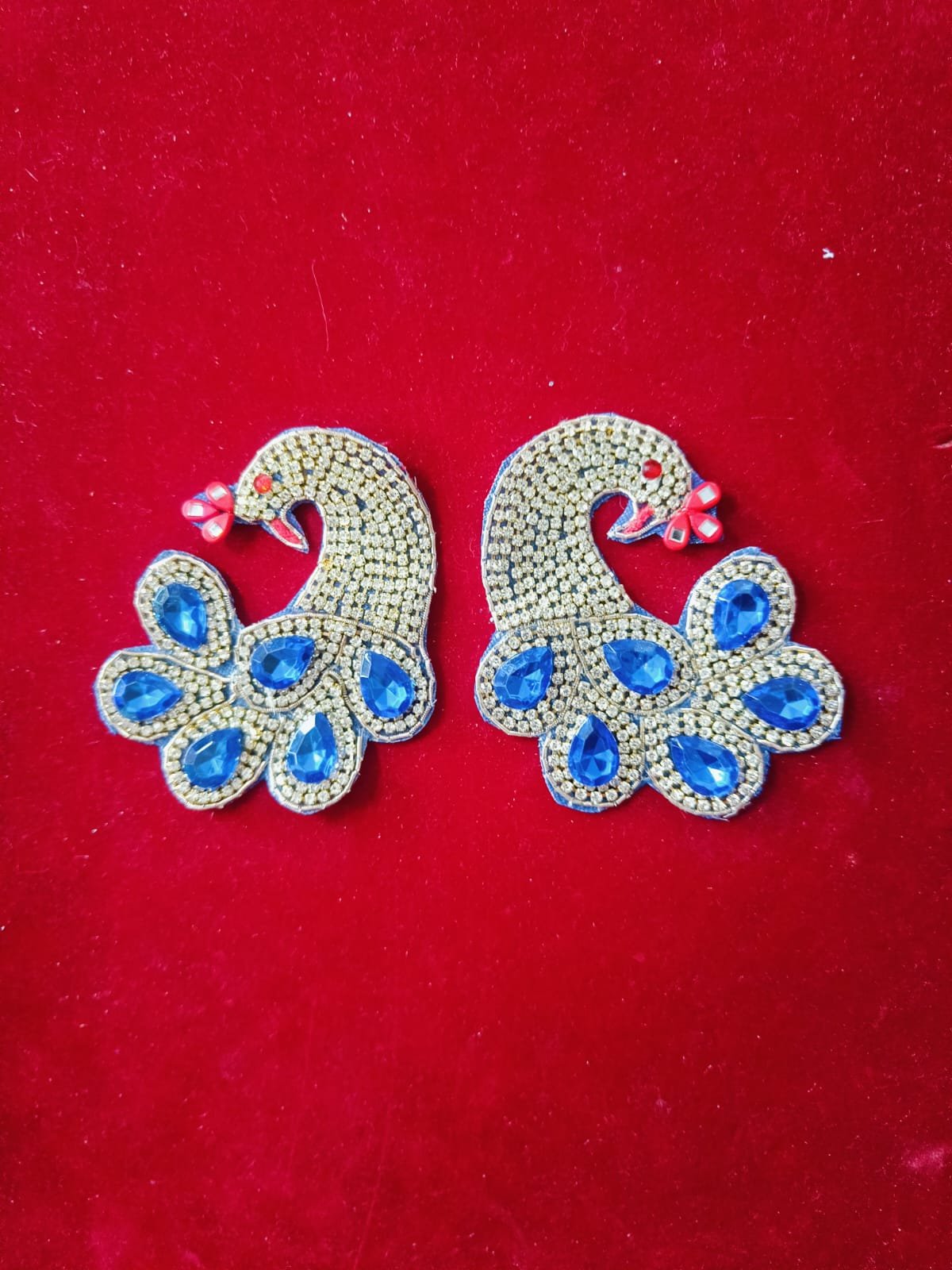 Blue Stone Peacock Buti Patches - 1pair
