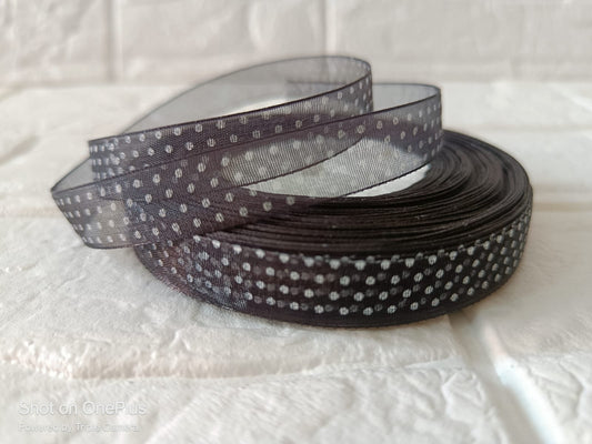 Organza  Polka Dot Ribbon 1/2 inch – Black