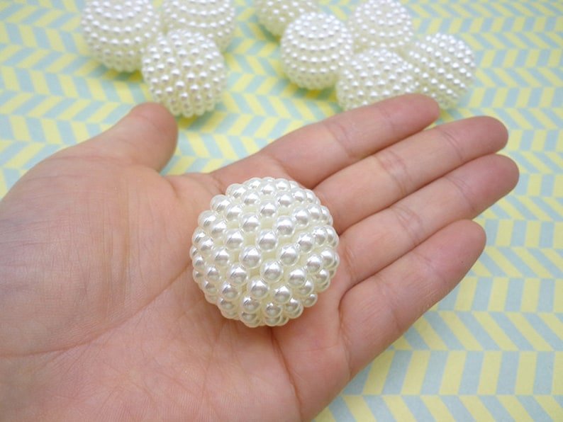 Moti /Pearls /Beads White (100gm) - 30mm