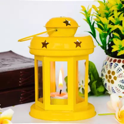 Hanging Lantern Decorative Tea Light Holder(Yellow)-1pc