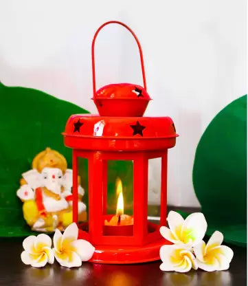 Hanging Lantern Decorative Tea Light Holder(Red)-1pc