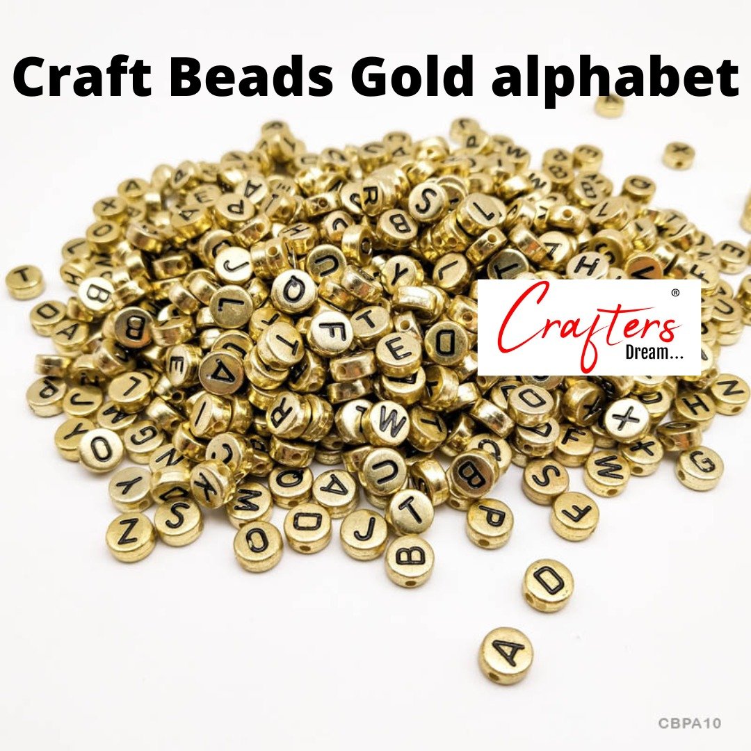 Gold Round Alphabets Beads- 25 gm