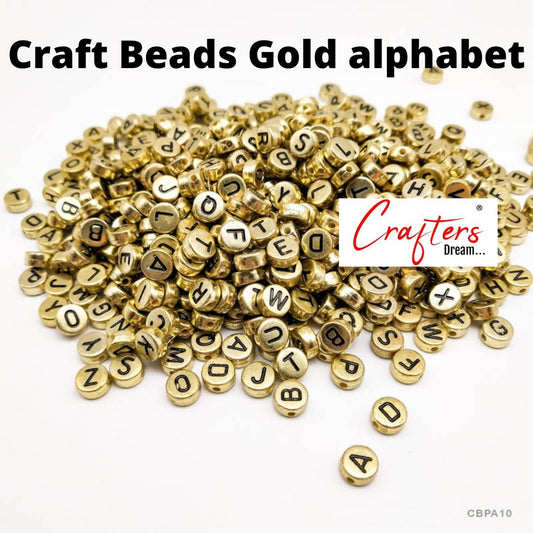 Gold Round Alphabets Beads- 25 gm