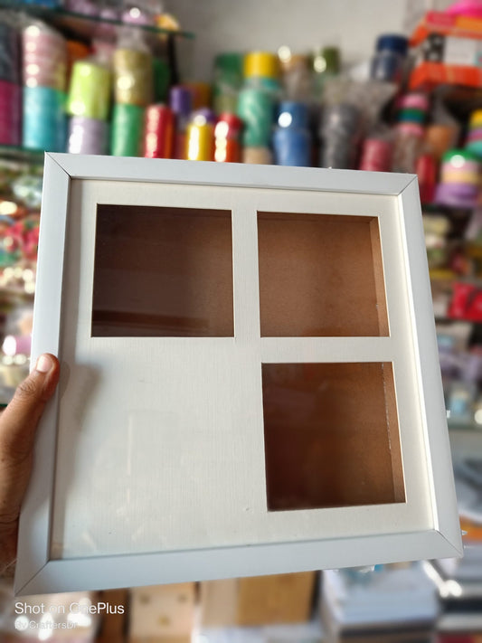 Shadow Box Glass Frame with Mount – 12*12 inch (White)