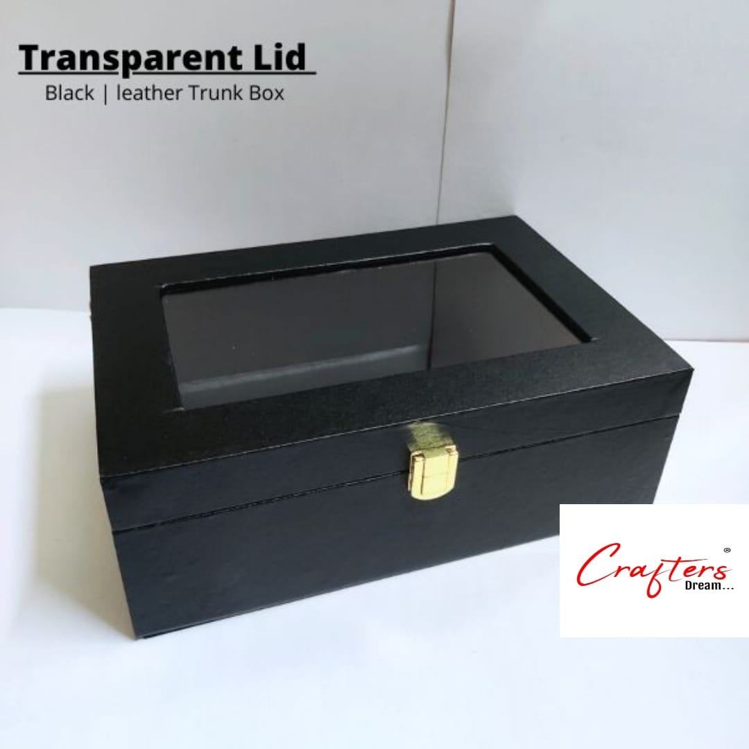 Acrylic Leather Trunk Box -( Black) - 10*7inch