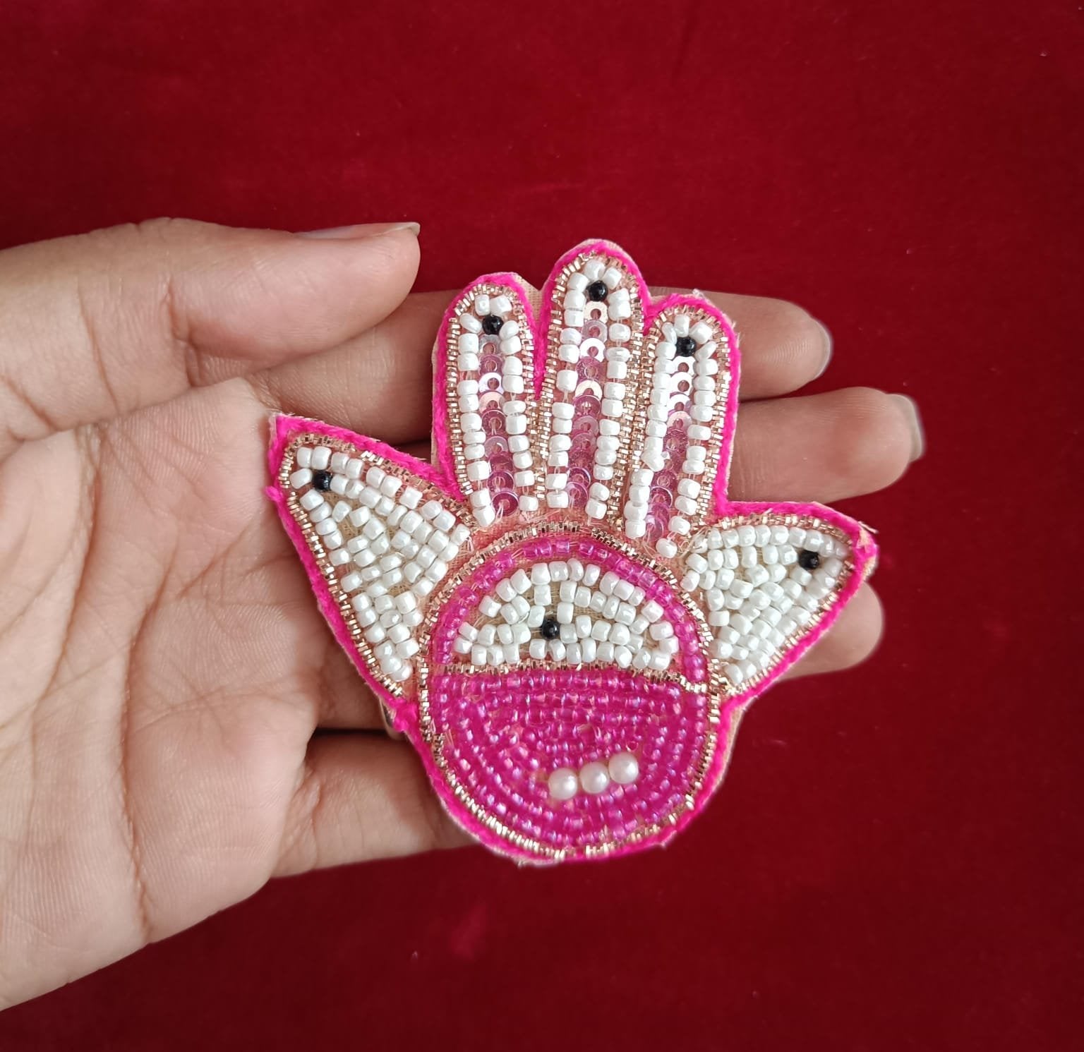 Pink Hand Buti Patches - 10pc