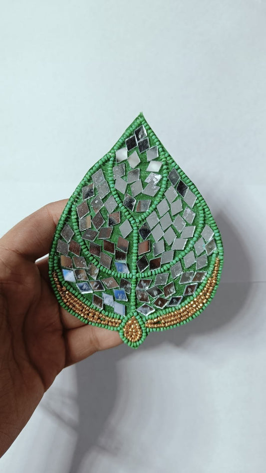 Green Leaf Mirror Buti Patches - 5pc