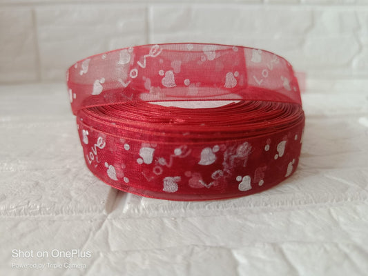 Love Organza Ribbon 1 inch – Maroon