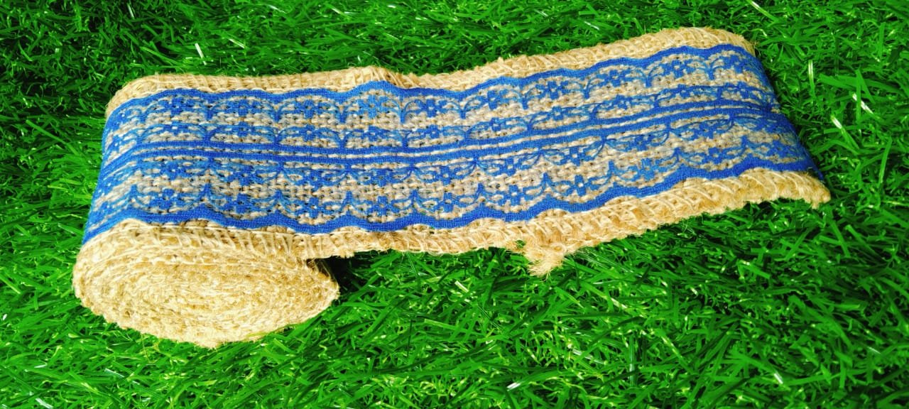 Jute and Net Lace- 1 roll- 3 mtr - Blue