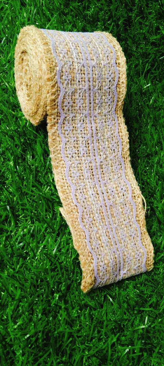 Jute and Net Lace- 1 roll- 3 mtr - Light Purple