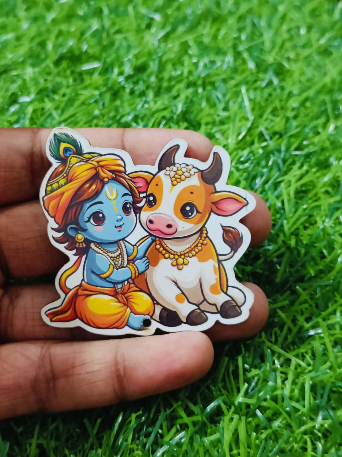 Little Krishna With Cow MDF Cut Out (2inch) - 5pc
