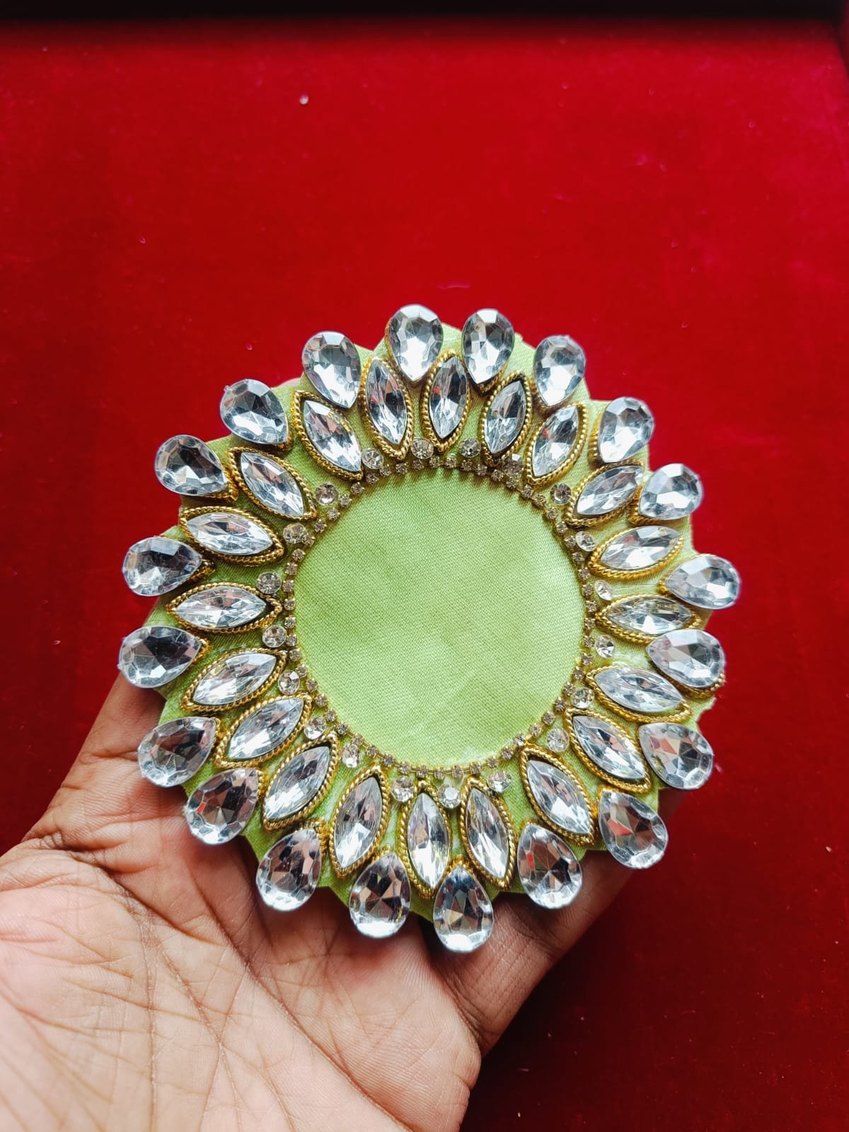 Light Green Round Stone Buti Patches - 10pc